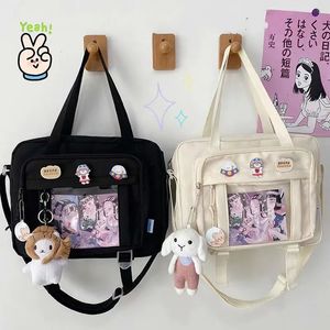 Evening Bags Japanese High School Girls Crossbody Nylon Book Bag Transparent Itabag Women Handbags JK Second Element Shoulder 231216