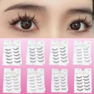 Falska ögonfransar 3D Mink Lashes Natural Short Full Strip Style Terrier Transparent R4H0