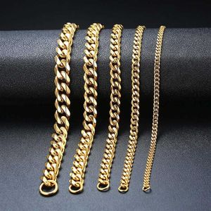 Modyle New Punk Vintage Curb Chain 브레이슬릿 패션 블랙 골드 은색 실버 컬러 스테인리스 스틸 뱅글 팔찌 남성 여성 x0706220R