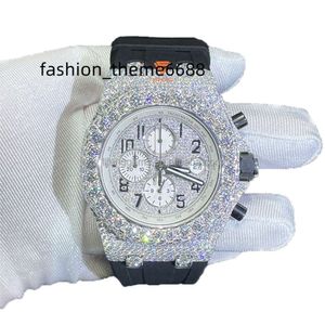 Orologio personalizzato al quarzo impermeabile di lusso da uomo, cassa in acciaio inossidabile, orologio moissanite alla moda