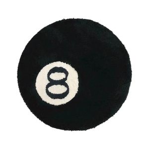 Billiards de simulação de carpete 8 tapete de bola redonda Tufting Cadeira macia almofada anti-chão de banho tapete de menino quarto carpete preto 231215