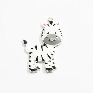 Necklaces Wholesale Newest 48mm*30mm 10pcs/lot All Enamel Farm Animal/Zebra Pendants For Chunky Kids Jewelry/ Necklace Making