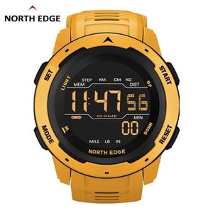 NORTH EDGE Men Digital Watch Men's Sports Watches Dual Time Pedometer Alarm Clock Waterproof 50M Digital Watch Military Clock261g