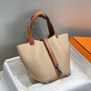 Klassische Einkaufstasche, Designer-Taschen, einfache Mode, Damenhandtasche, Picotin-Tasche, hochwertiges Leder, halb handgefertigt, modische Kapazitätstasche mit origineller Geschenkbox-Verpackung