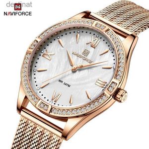 Kvinnors klockor Luxury Naviforce Women Armband Quartz Watches Fashion Waterproof Ladies Watch Delicate Simple Dial Wrist Watch Relogio Femininol231216