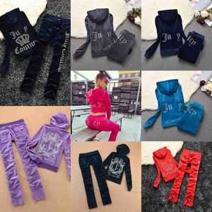 Zweiteilige Damenhose aus Samt, Juicy-Trainingsanzug, Damen-Couture-Set, Trainingsanzug, Couture-Juciy-Coture-Sweatsuits, Buchstaben-Kapuzenpullover, locker sitzender Designer