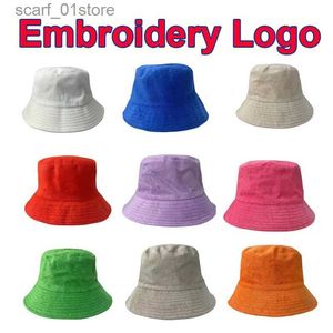 Wide Brim Hats Bucket Hats Customized Embroidery Towel Terry Cloth Bucket Hat Men Women Flat Top Visor Soft Sun Bucket Hat for DIYL231216