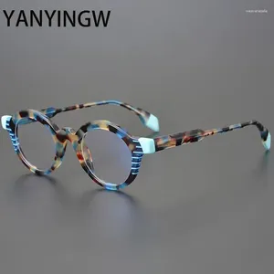 Sunglasses Frames Vintage Women Men Fashion High Quality Acetate Optical Spectacle Frame Two Color Splicing Round Glasses