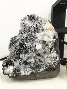 Dekorative Figuren, 9 Pfund, seltenes, schönes natürliches Mineral, schwarzer Apophyllit mit Zeolith-Exemplaren