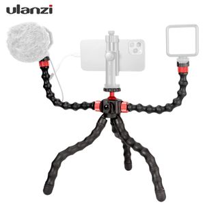 Acessórios Ulanzi MT52 Suporte de tripé polvo flexível com suporte de braços duplos Estenda 1/4 parafuso montagem de sapata fria para câmera de smartphone Vlog