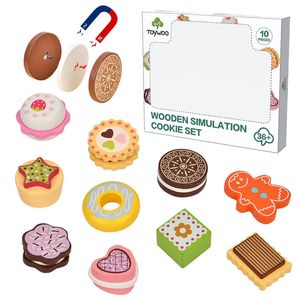 Kitchens Play Food Simulation Magnetic Food Kitchen Toys Pretend Play Cooking Game Wooden Cookies Dessert Food Boxed Set Interactive Toys For Girls 231216