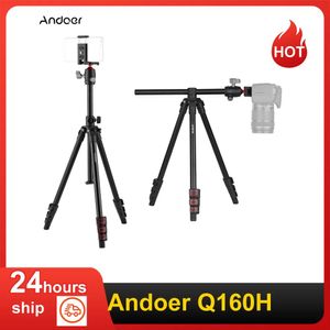 Tillbehör Andoer Q160H Portable Camera TripoD Horisontella Mount Professional Travel TripoD för DSLR ILDC -kameror DVS -smartphones Last 5 kg