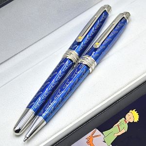 Edição especial Petit Prince 163 Azul Metal e Resina Caneta Rollerball Caneta Esferográfica Escritório Escola Escrita Canetas tinteiro com número de série