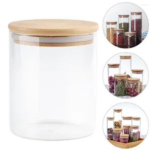 Storage Bottles 2 Pcs Sealed Jar Glass Coarse Cereals Canister Candy Container Food Containers Wood Pot Snack