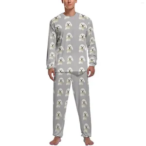 Pijama masculino para cachorro, pijama de manga comprida para animais de estimação maltês, 2 peças, conjunto de pijama para dormir, primavera, design moderno para casa