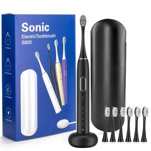 Toothbrush Sonic Electric Toothbrush Rechargeable with 6 Brush Heads and Travel Case 5 Modes Deep Cleaning Dental Cleaner 231215