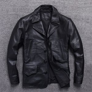 Men s Leather Faux Long Jacket Men Genuine Wind Coat Classic Black Plus Size Cowhide Casual Cloth 231215