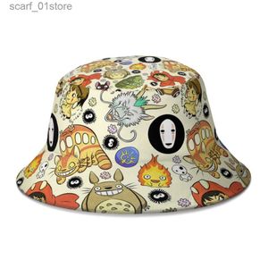 Cappelli a tesa larga Cappelli a secchiello Autunno Totoro Spirited ay Cappello a secchiello per ragazzi Ragazze Pieghevole Studio Ghibli Anime Cappelli da pescatore Cappello da sole decorativoL231216