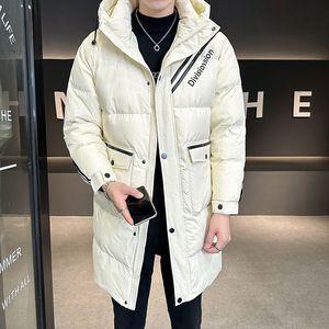 男性用の冬のためのフード付きミッドレングスジャケット男性服用の新しいコート