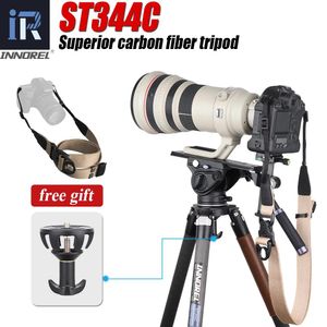 Holders ST344C Professional Carbon Fiber Tripod Monopod With Ballhead Fluid Head For Digital Camera DSLR Max Load 35kg 75mm Bowl Adapter