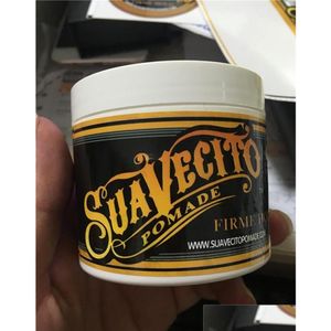 Pomate Cere Suavecito Pomata Gel 4Oz 113G Stile forte che ripristina i modi antichi è un grande scheletro Capelli lisci all'indietro Olio Cera Fango Goccia Dhwzo