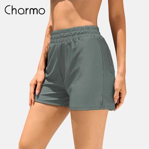 Комплект Charmo, женские шорты для плавания с эластичной резинкой на талии, шорты для плавания с высокой талией и контролем живота, сплошной цвет, танкини для плавания, низ бикини