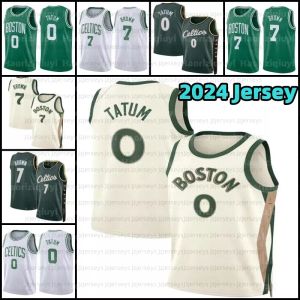 Bostons baskettröjor 0 33 7Jayson Tatum Larry Bird Jaylen Brown Mens Jrue 4 Holiday 2023-24 Jersey Mens Kids Youth