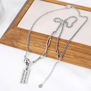 Ketten FoYuan Silber Farbe Mode Persönlichkeit Runde Perle Hängende Tag Brief Halskette Vintage Asymmetrische Kette Schmuck