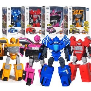 Brinquedos de transformação Robôs 4pcsset Mini Força Transformação Robô Brinquedos Figuras de Ação MiniForce X Volt Simulação Carro Avião Deformação Mini Agente Brinquedo 231216