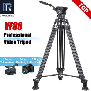 Supporti INNOREL VF80 Treppiede video professionale in alluminio pesante con testa fluida idraulica F80 per fotocamera DSLR Videocamera Slider Carico 12 kg