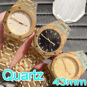 Luxo clássico homem relógio design mens moda designer relógios para homens 43mm data quartzo rosa ouro prata preto rosto relógios 316 aço inoxidável menwatch montre de luxe