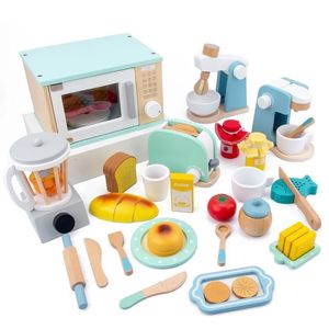 キッチンは食べ物の子供のキッチントースターコーヒーメーカーフードブレンダーサラダクッキングシェフの女の子のためのおもちゃをプレイフードキッズミニチュアキッチン231216