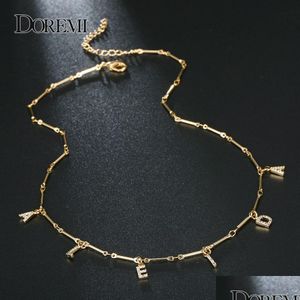 Hängsmycken halsband hänge halsband doremi 6 mm zirkoniumhalsbrev bokstäver pantnummer personaliserade med namn anpassade smycken för unik dho0h