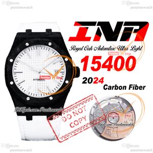 Inaf AP15400 A3120 Otomatik Erkekler İzle Siyah karbon fiber kasa gümüş dokulu çubuk kadran beyaz naylon kayış süper baskı reloj hombre puretime A1