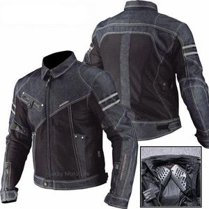 Herrenjacken JK006 Jacke Frühling Atmungsaktive Denim Mesh Racing Ride Hochleistungs-Fallschutzkleidung Motorradjacke 231216