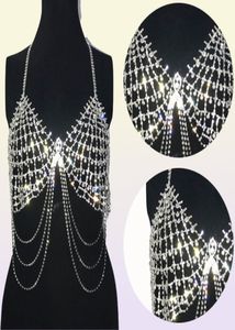 Stonefans Seksi Hollow Rhinestone Sütyen Kadınlar İçin Top Dans Takıları Tassel Vücut Zinciri Göğüs Kristal Bralette İç Çamaşır Tutuk T20059152005