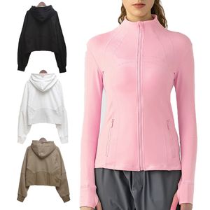 LU-088 Yoga Ceket Kadınlar İçin Yeni Kore Moda Hoodie Slim Fit Tanımlı Egzersiz Ceket Fitness Ceket Hızlı Kurutma Spor Giyim Üst Katı Zipper Spor Giyim Sıcak Satış