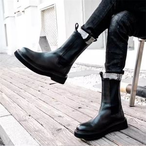 High Top Men's Chelsea Boots Men Knee High Party Shoes Genuine Leather Man Motorcycle Boots