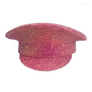 Berets Trendy Sequins Navy Hat Women Cap Christmas Halloween Performances Military For Wedding Party Pography