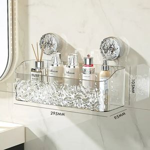 Bathroom Shelves Light Luxury Style Glacier Pattern Suction Cup Shelf Storage Rack Punch Free Sorting Box 231216