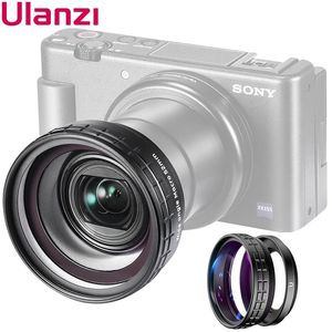 Kılıflar Ulanzi WL1 18mm geniş açılı lens 10x HD MACRO 2IN1 Sony ZV1 Kamera Aksesuarları için Ek Kamera Lensi