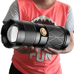 Z30 XHP90 2 Super Bright LED Double Head Flashlight Waterproof uppladdningsbar Zoomable Torch Work Light Spotlight Flowling Lantern228i