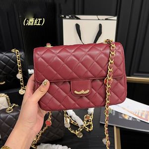 23C myntkedjespåse Stylish Women Shoulder Bag 19cm Leather Diamond Plaid Gold Hardware Metallic Clasp Luxury Handbag Matelasse Chain Crossbody Bag Makeup Bags Purse Purse