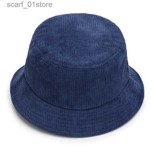 Breda randen hattar hink hattar vinter varm corduroy hatt la förtjockad panama ren färg fiskare hattar utomhus hink hatt hösten platt unisex casual fiske cl231216