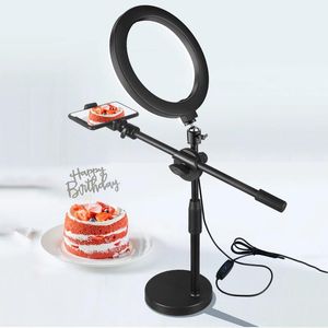 Titulares Mamen Overhead Shot Phone Stand Holder com Ring Light Tripé Kit para YouTube Live Streaming Podcast Video Recording Equipment