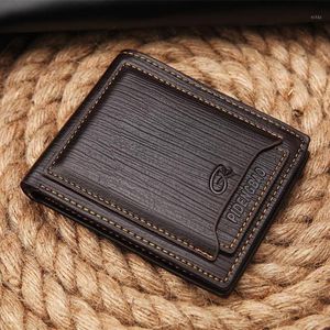 Plånböcker man vintage casual män kvalitet läder plånbok kort bifold handväska mynt ficka man borttagbar kort slot12730