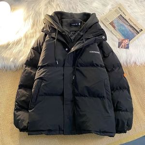 Men's Down Parkas Fake Two Cotton-Padded Men Winter Thickening Korean Version Of The Trend Loose Warm Down Jacket Couple Windproof Down Jacket 231215