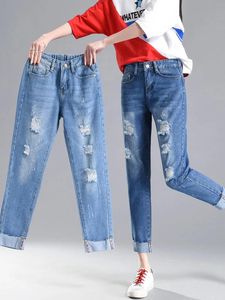 Jeans Hohe Taille Loch 2018new Weibliche Haren Lose Frauen Hosen Frau Mode Gebrochen Zerrissene Jeans Student Mädchen Denim Günstige großhandel