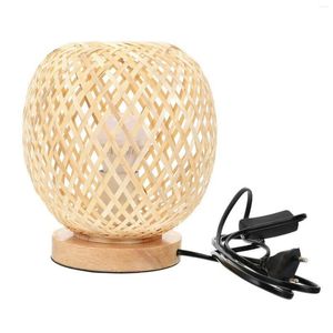 Tischlampen Bambus Rattan Lampe japanischen Stil Nachttisch Schlafzimmer DIY Dekoration EU-Stecker