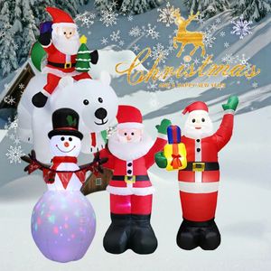 Juldekorationer Santa Claus Uppblåsbar modelldekoration utomhus inomhusprydnad Xmas Party Year Garden Decor LED -lampor 231216